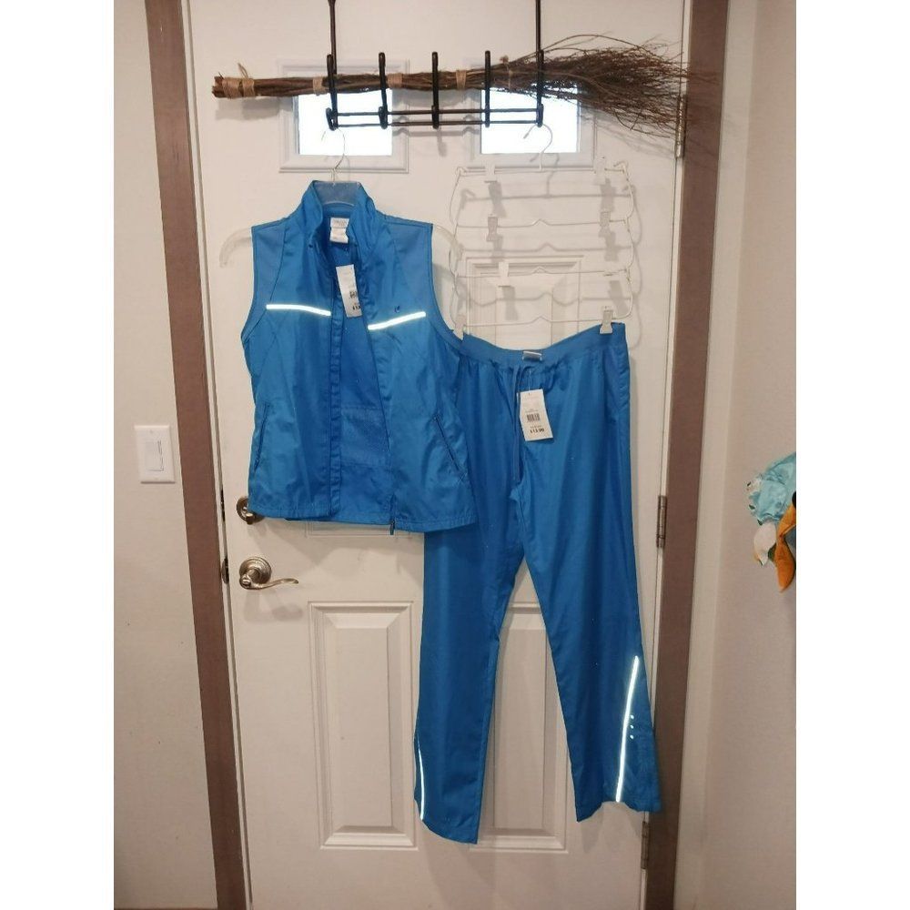 Danskin now blue nylon tracksuit vest small 4/6 nwt